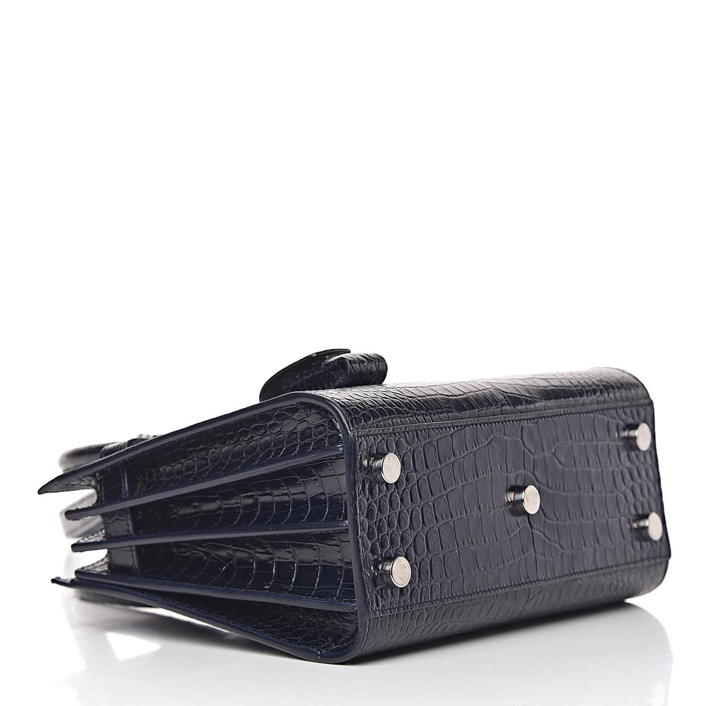 Calfskin Crocodile Embossed Nano Sac De Jour Navy
