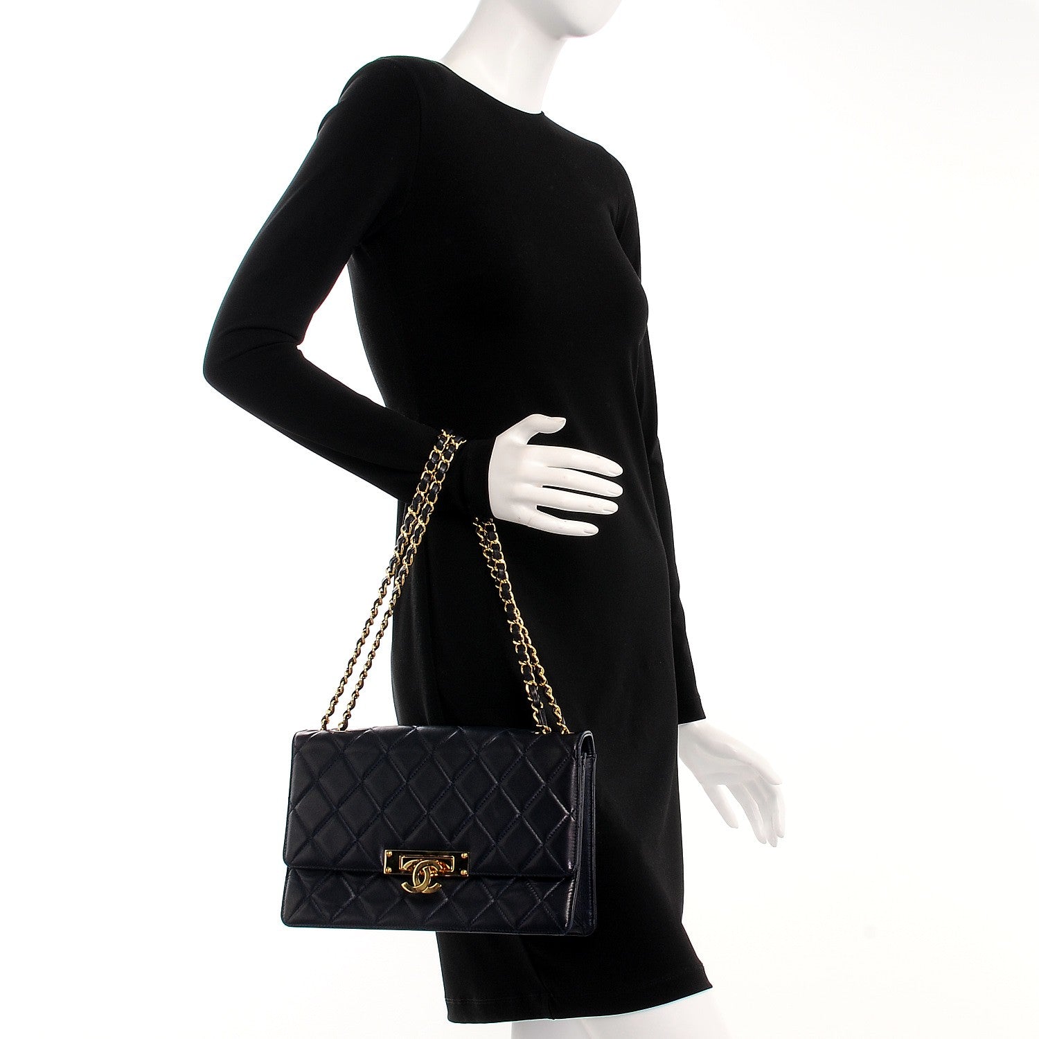 Chanel Lambskin Quilted Large Golden Class Flap Navy 4 of 14
