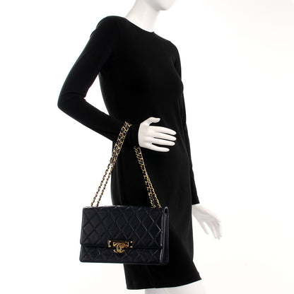 Chanel Lambskin Quilted Large Golden Class Flap Navy 4 of 14