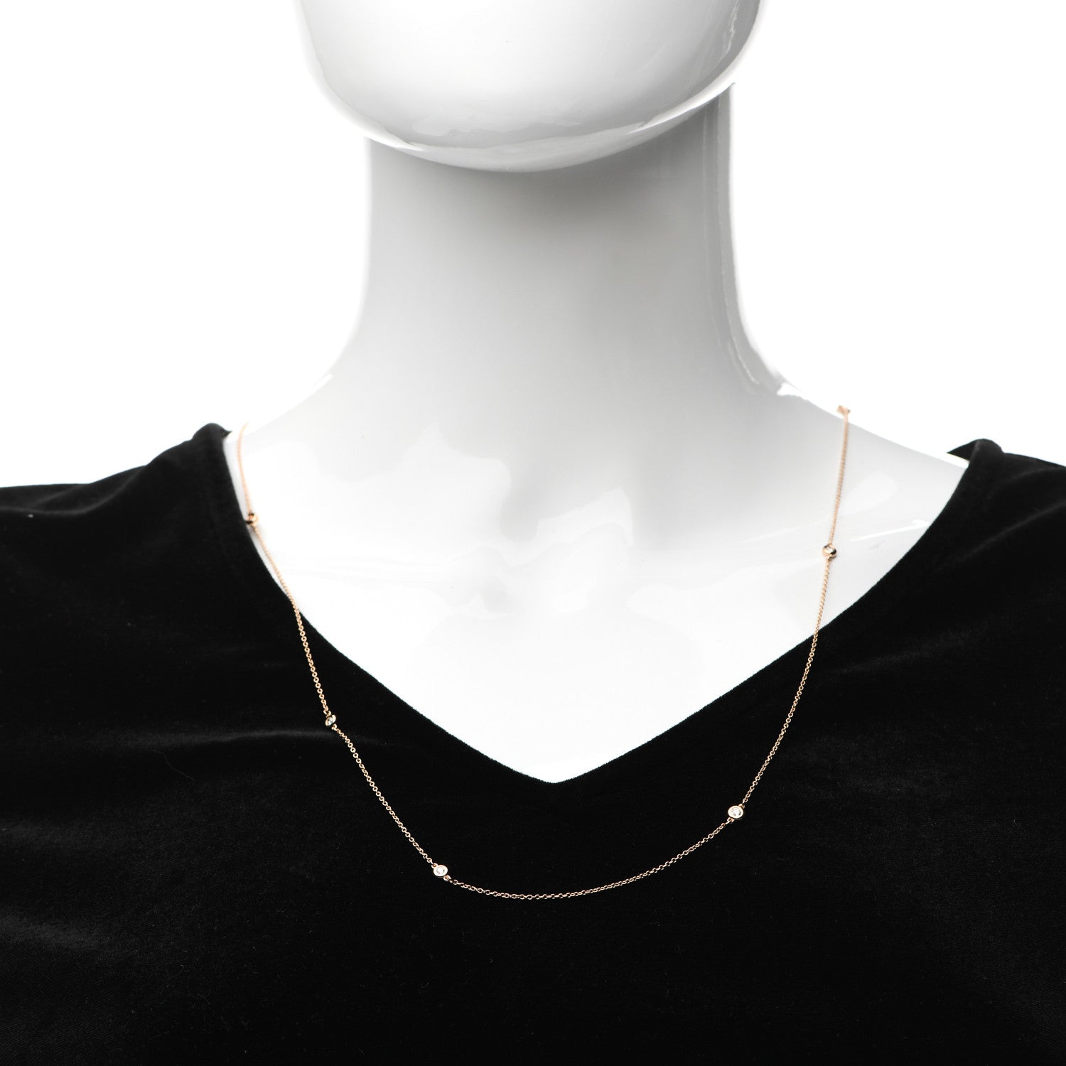 Tiffany 18K Rose Gold Diamond .31ctw Elsa Peretti Diamonds by the Yard Sprinkle Necklace 3 of 9