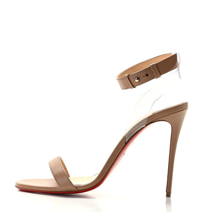 Christian Louboutin Shiny Nappa PVC Jonatina 100 Sandals 39 Nude 1 of 11