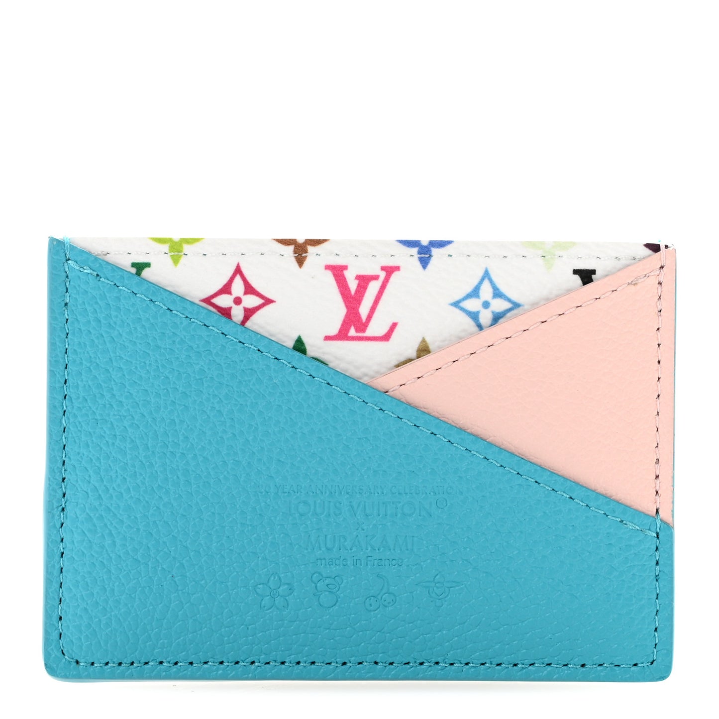 LV X TM Monogram Multicolor Criss-Cross Card Holder Kabira Blue Rose