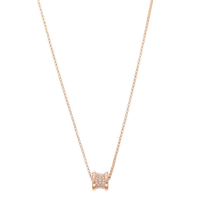 Bulgari 18K Rose Gold Diamond Small B.Zero1 Pave Pendant Necklace 1 of 6
