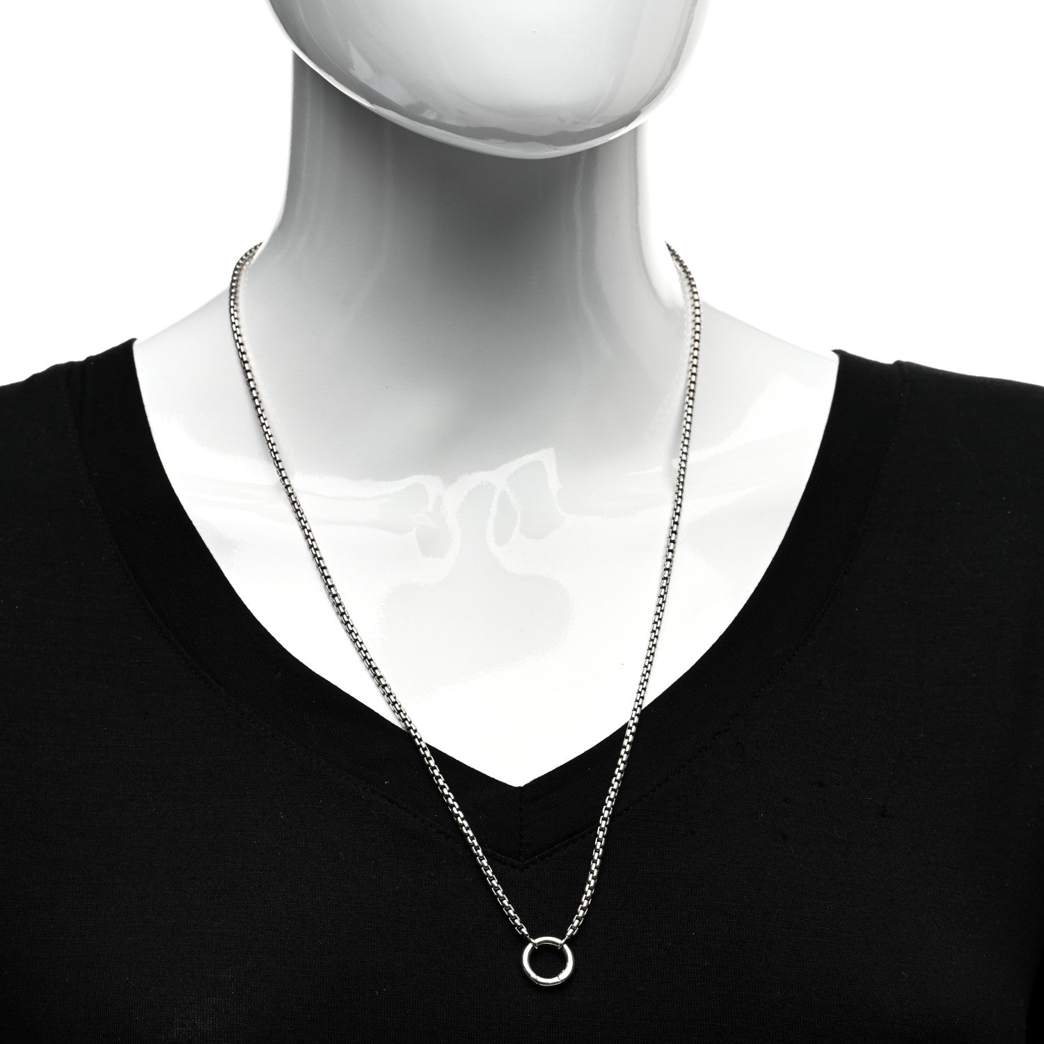 David Yurman Sterling Silver 2.7mm Smooth Amulet Vehicle Box Chain Necklace 2 of 4
