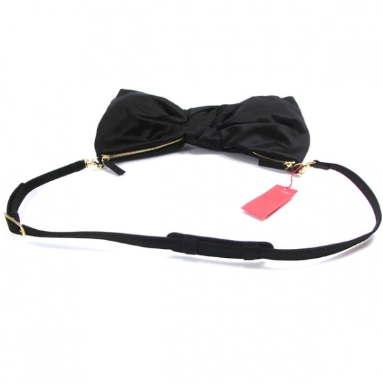 Satin Noeud d'Amour Bow Clutch Black