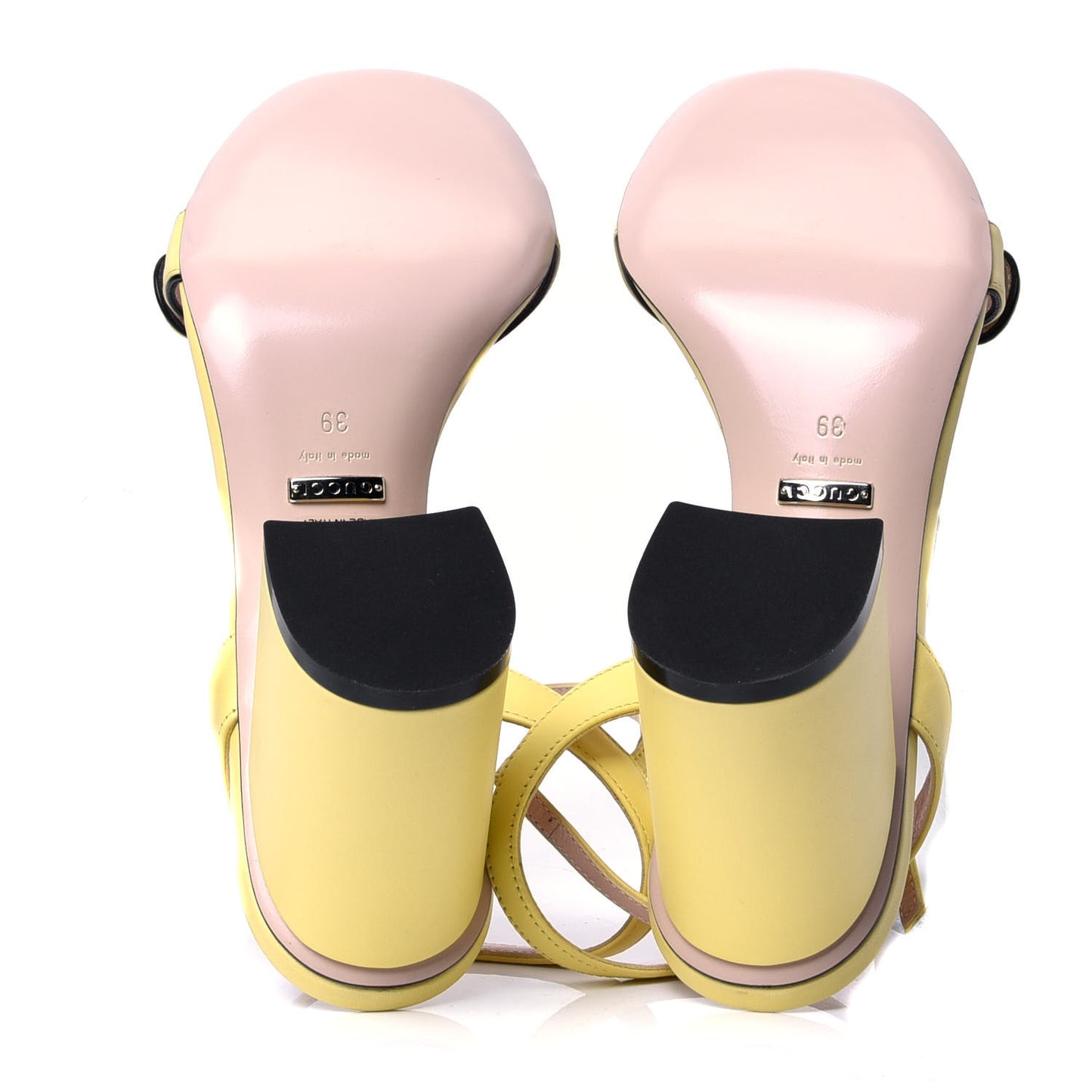 Lifford Calfskin GG Marmont Ankle Wrap 75mm Sandals 39 Banana