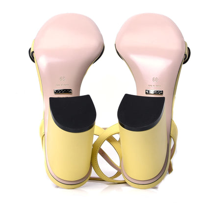 Gucci Lifford Calfskin GG Marmont Ankle Wrap 75mm Sandals 39 Banana 5 of 6