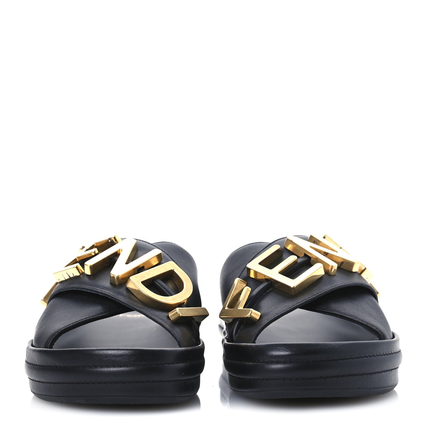Fendi Vitello Womens Fendigraphy Slide Sandals 36 Black 3 of 14