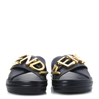 Fendi Vitello Womens Fendigraphy Slide Sandals 36 Black 3 of 14