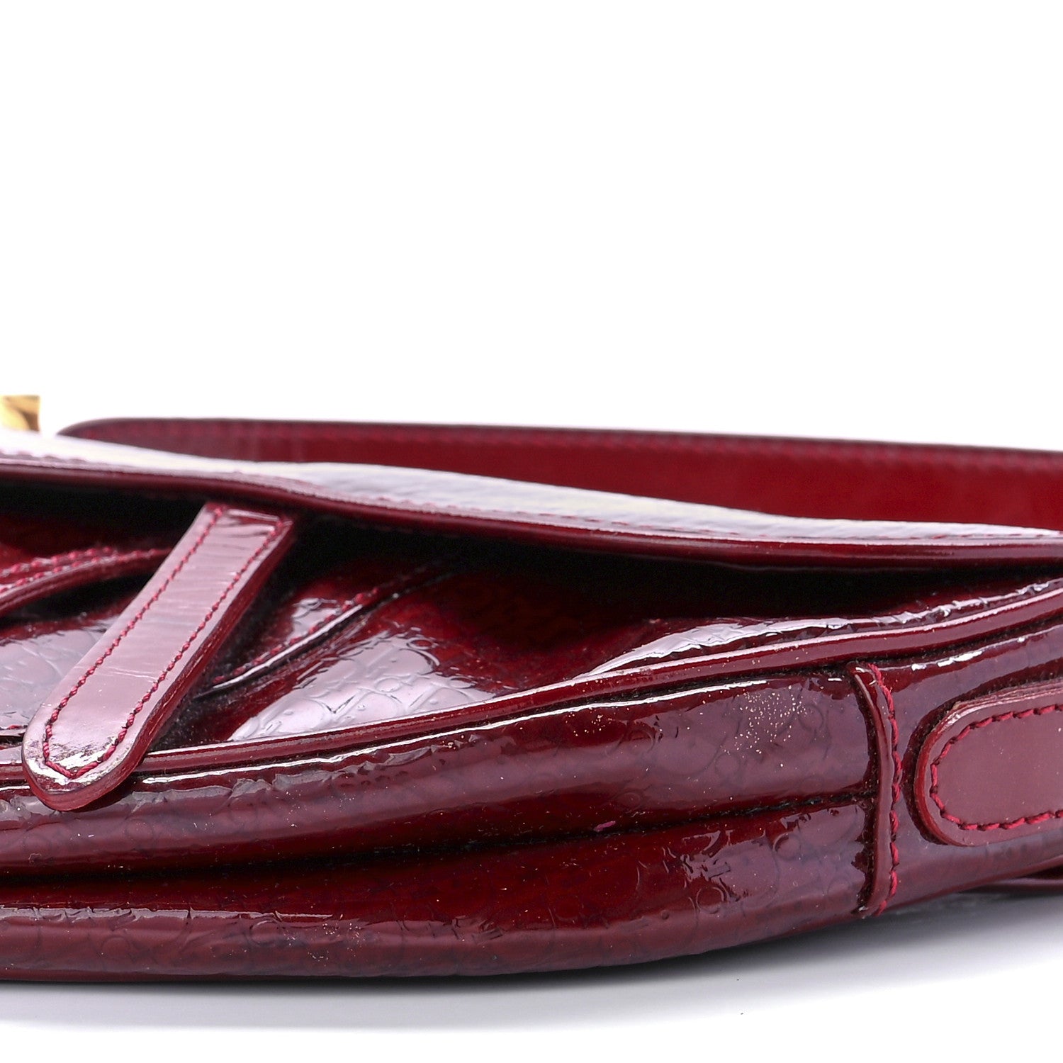 Christian Dior Patent Diorissimo Saddle Bag Dark Red 8 of 10