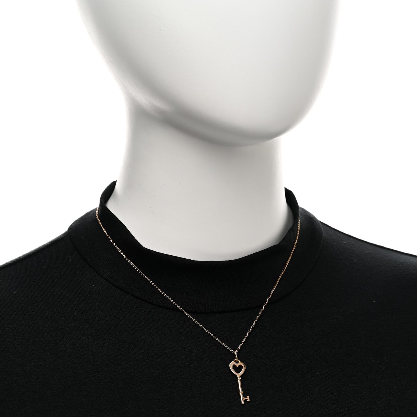 18K Rose Gold Mini Heart Key Pendant Necklace