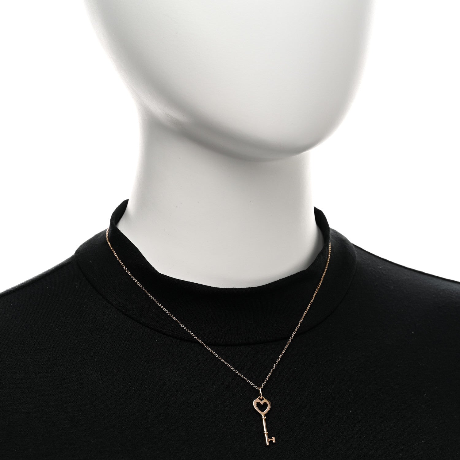 Tiffany 18K Rose Gold Mini Heart Key Pendant Necklace 2 of 6