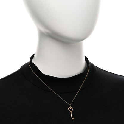 Tiffany 18K Rose Gold Mini Heart Key Pendant Necklace 2 of 6