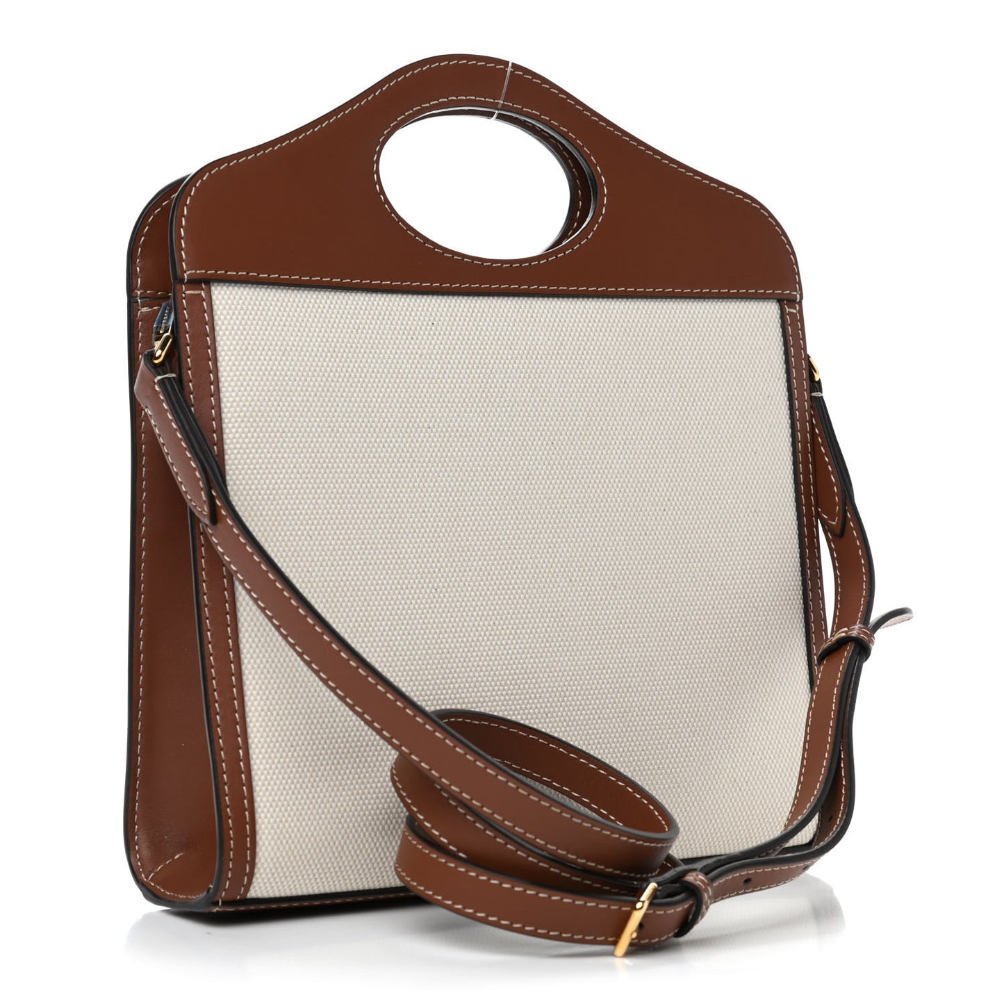 Canvas Smooth Calfskin Two Tone Mini Pocket Bag Tan