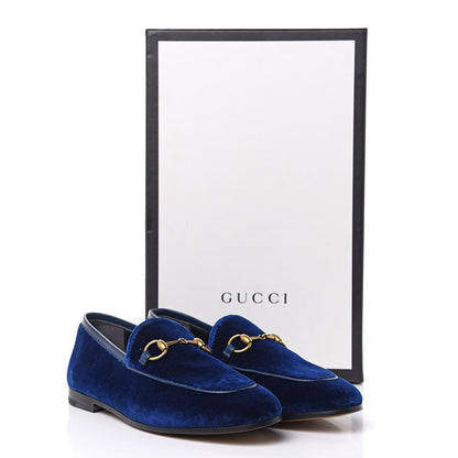 Gucci Velvet Horsebit Womens Jordaan Loafers 35 Blue Cobalt 10 of 10