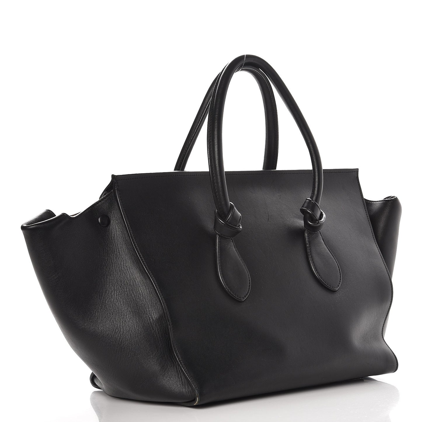 Smooth Calfskin Large Tie Knot Tote Black