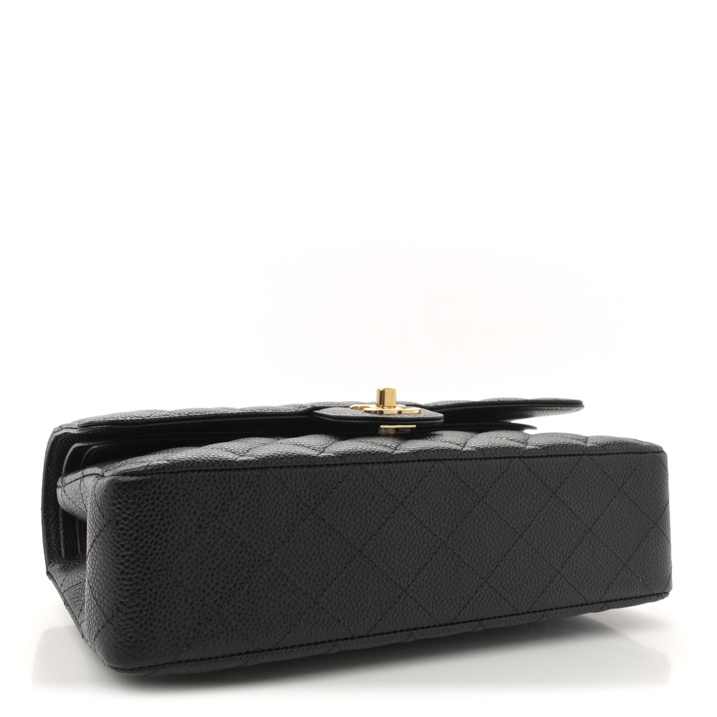 Caviar Quilted Medium Double Flap Black