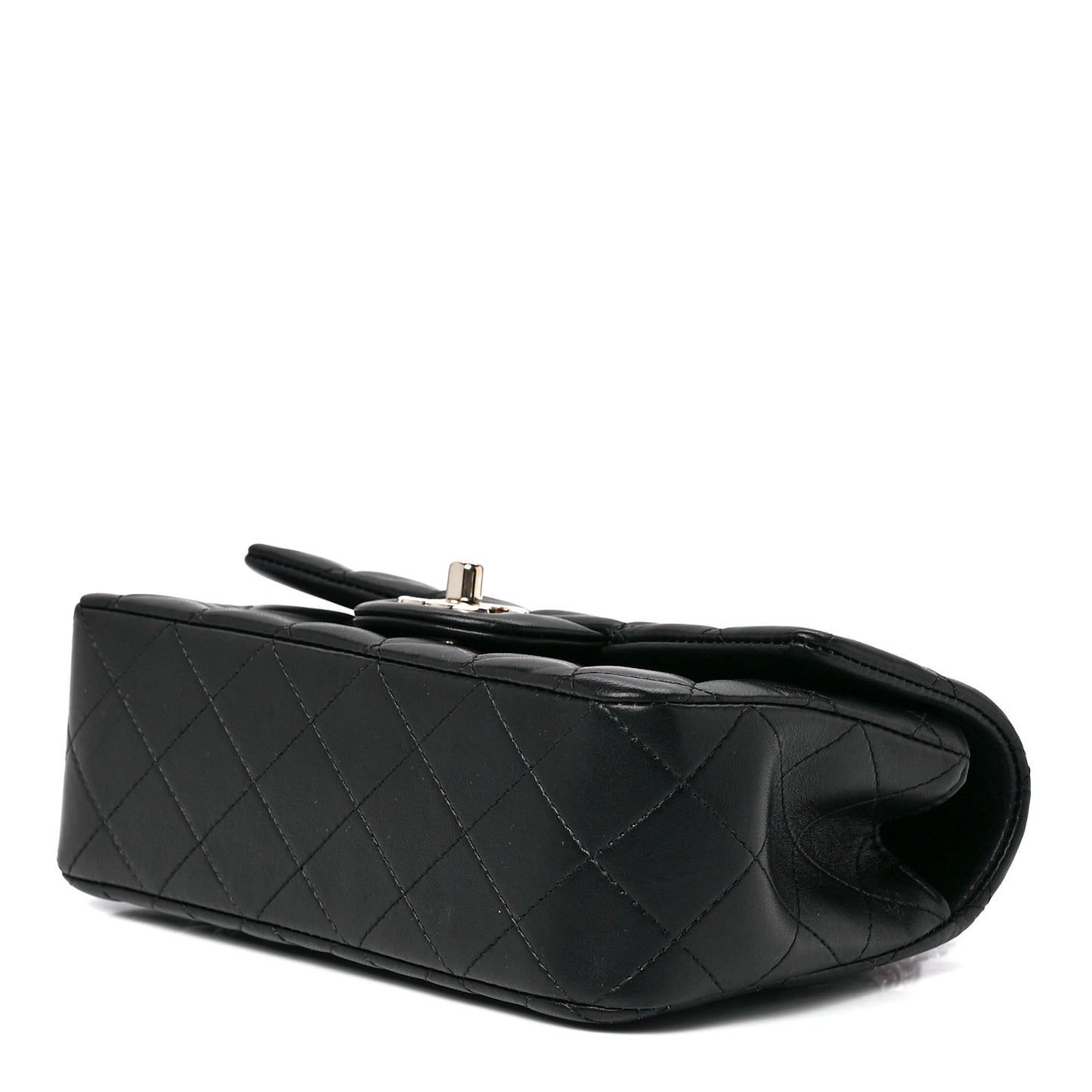 Lambskin Pearl Crystal Quilted Mini CC Lion Charm Top Handle Rectangular Flap Black