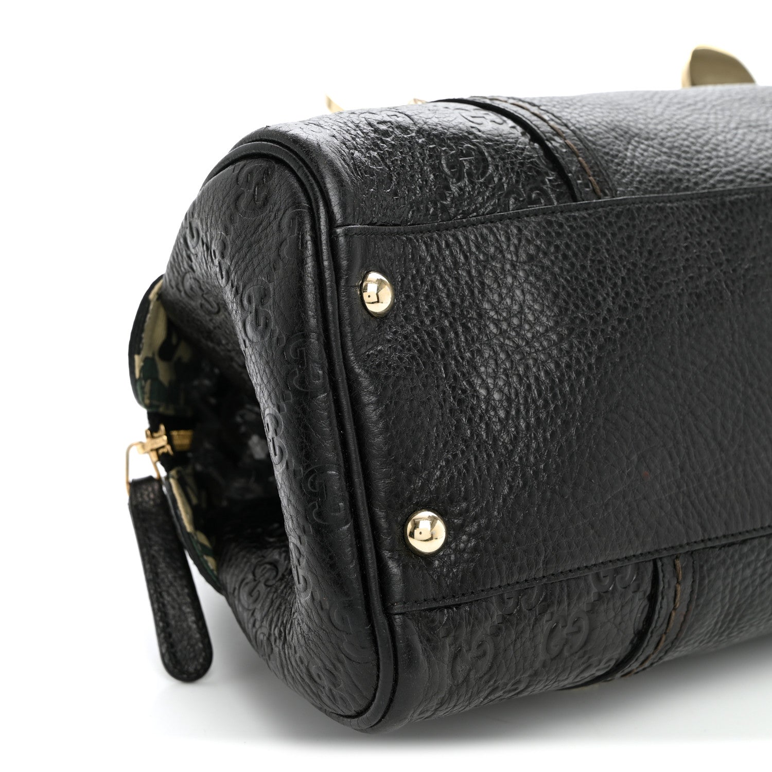 Gucci Calfskin Guccissima Signoria Bowler Bag Black 9 of 11