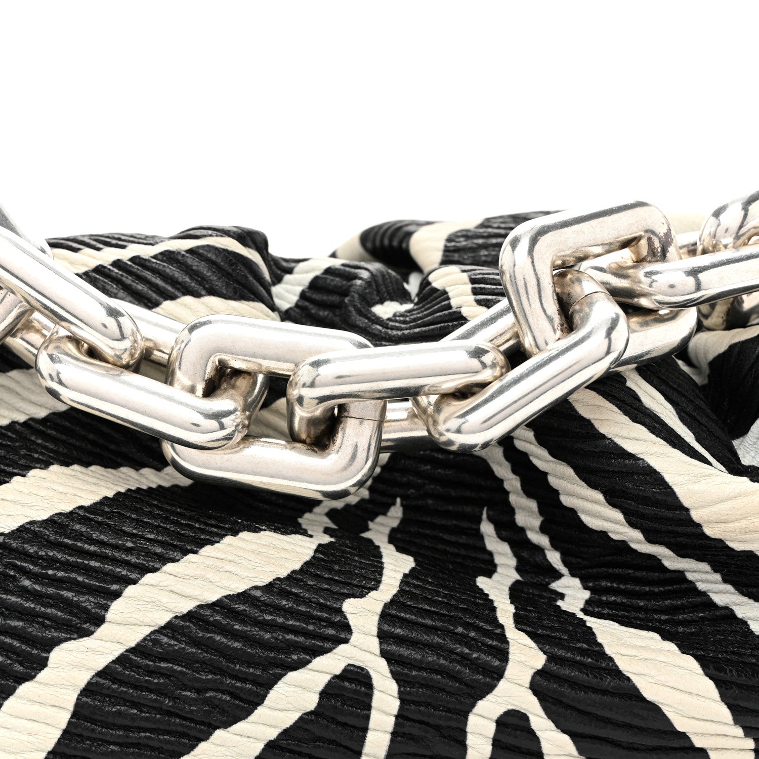 Bottega Veneta Nappa Zebra Print The Pouch Chain White Black 8 of 10