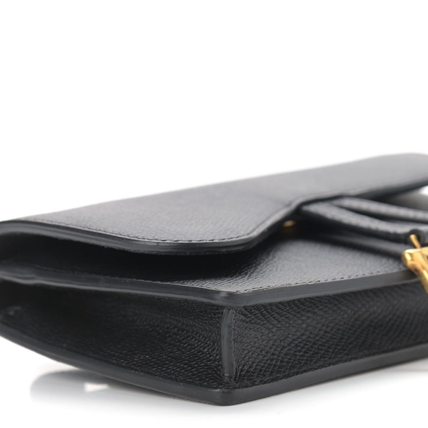 Grained Calfskin Saddle Belt Clutch Black