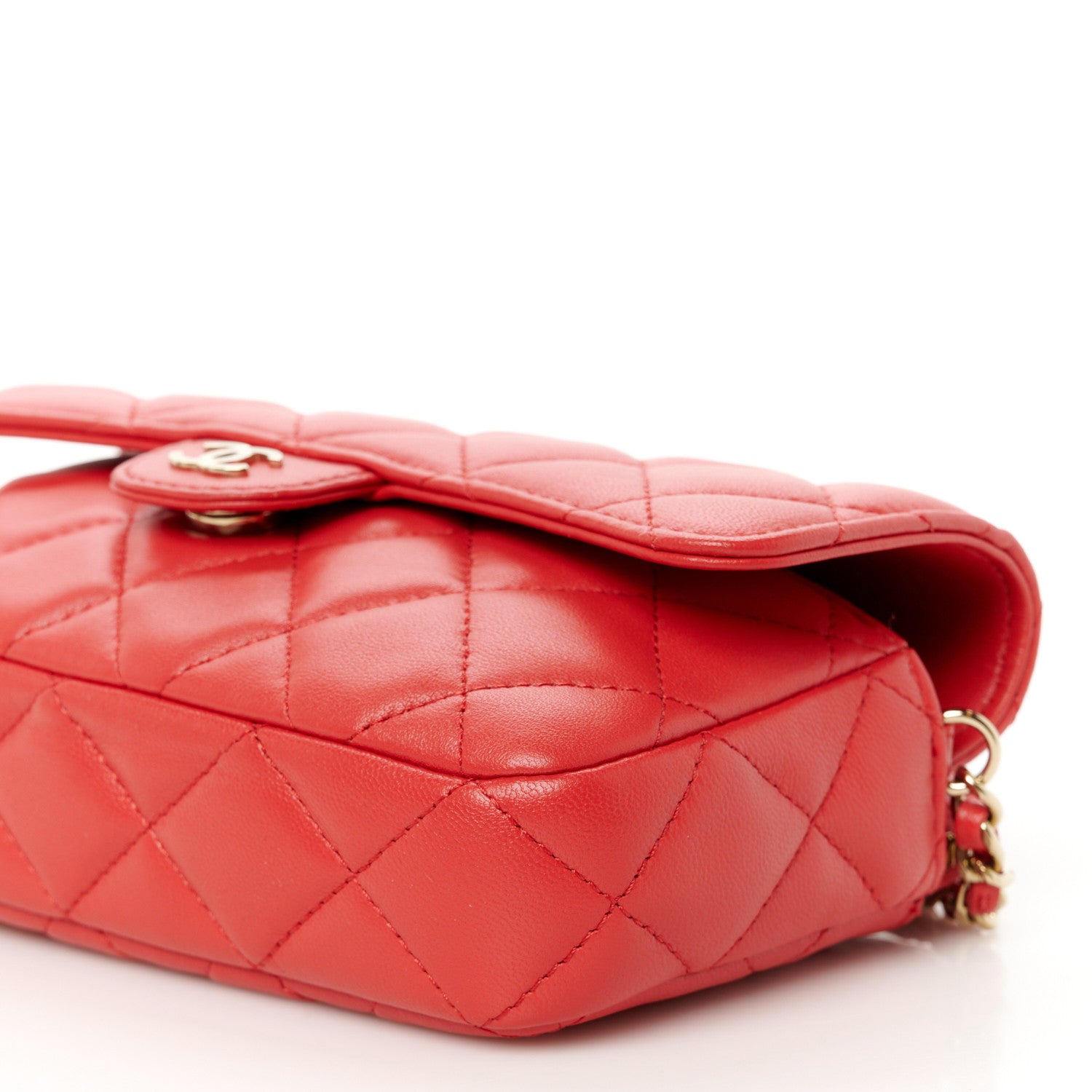 Chanel Lambskin Quilted Flap Phone Holder With Chain Red 12 of 12