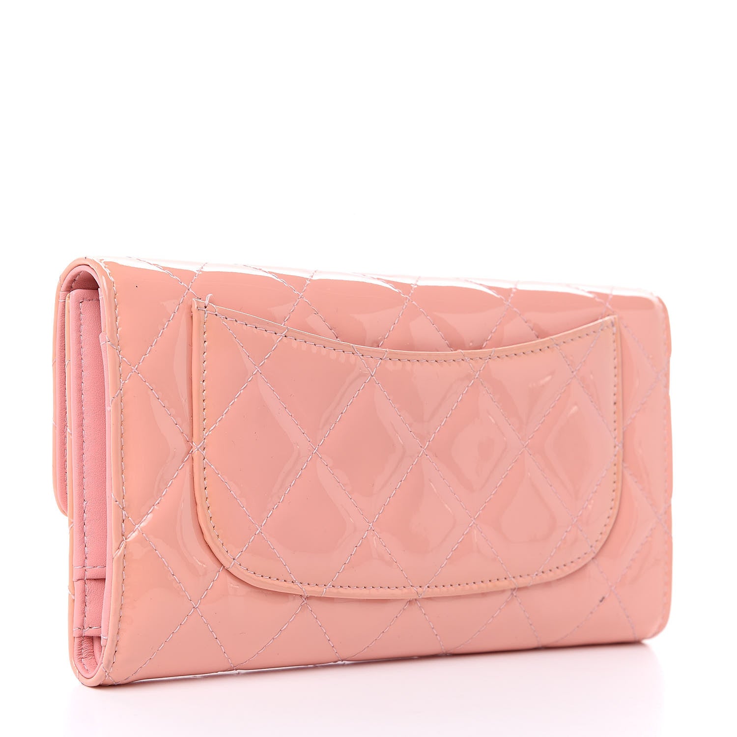 Chanel Patent Quilted Long Flap Wallet Pink 3 of 13