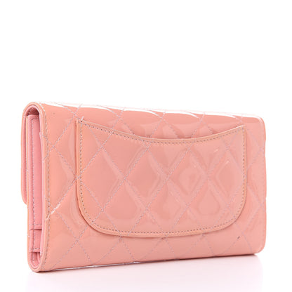Chanel Patent Quilted Long Flap Wallet Pink 3 of 13