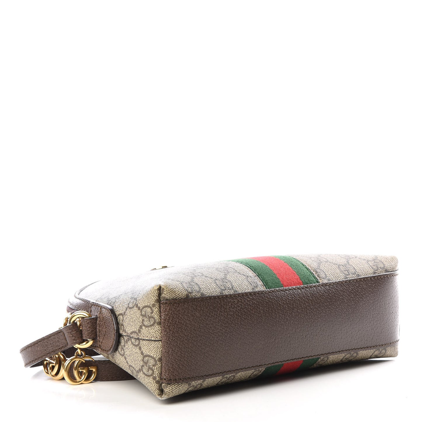 GG Supreme Monogram Textured Dollar Calfskin Web Small Ophidia Dome Shoulder Bag Beige Ebony New Acero
