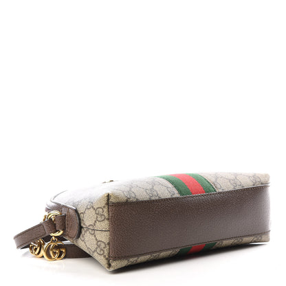 Gucci GG Supreme Monogram Textured Dollar Calfskin Web Small Ophidia Dome Shoulder Bag Beige Ebony New Acero 3 of 8