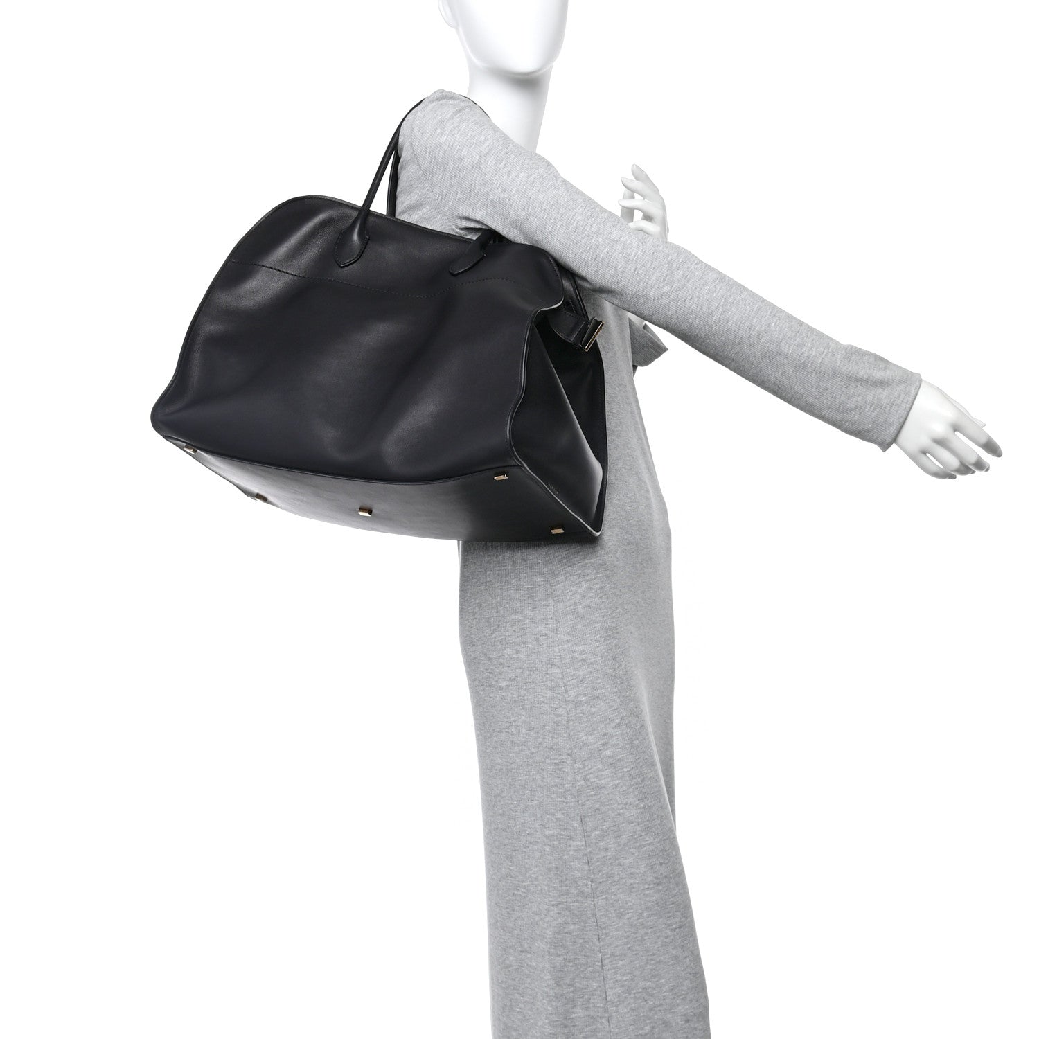 The Row Polished Saddle Calfskin Soft Margaux 17 Black 2 of 9