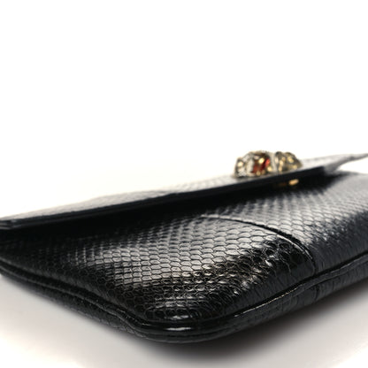 Gucci Snakeskin Rajah Broadway Envelope Clutch Black 8 of 10