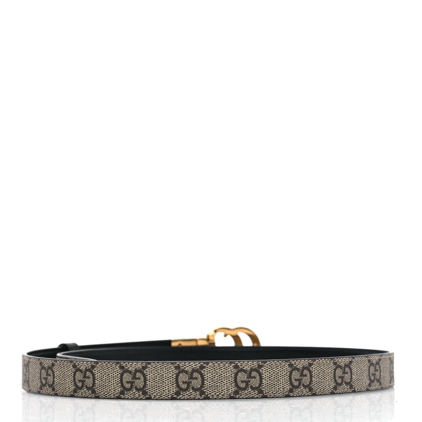 Calfskin GG Supreme Monogram Double G Reversible 20mm Belt 80 32 Beige Ebony Black
