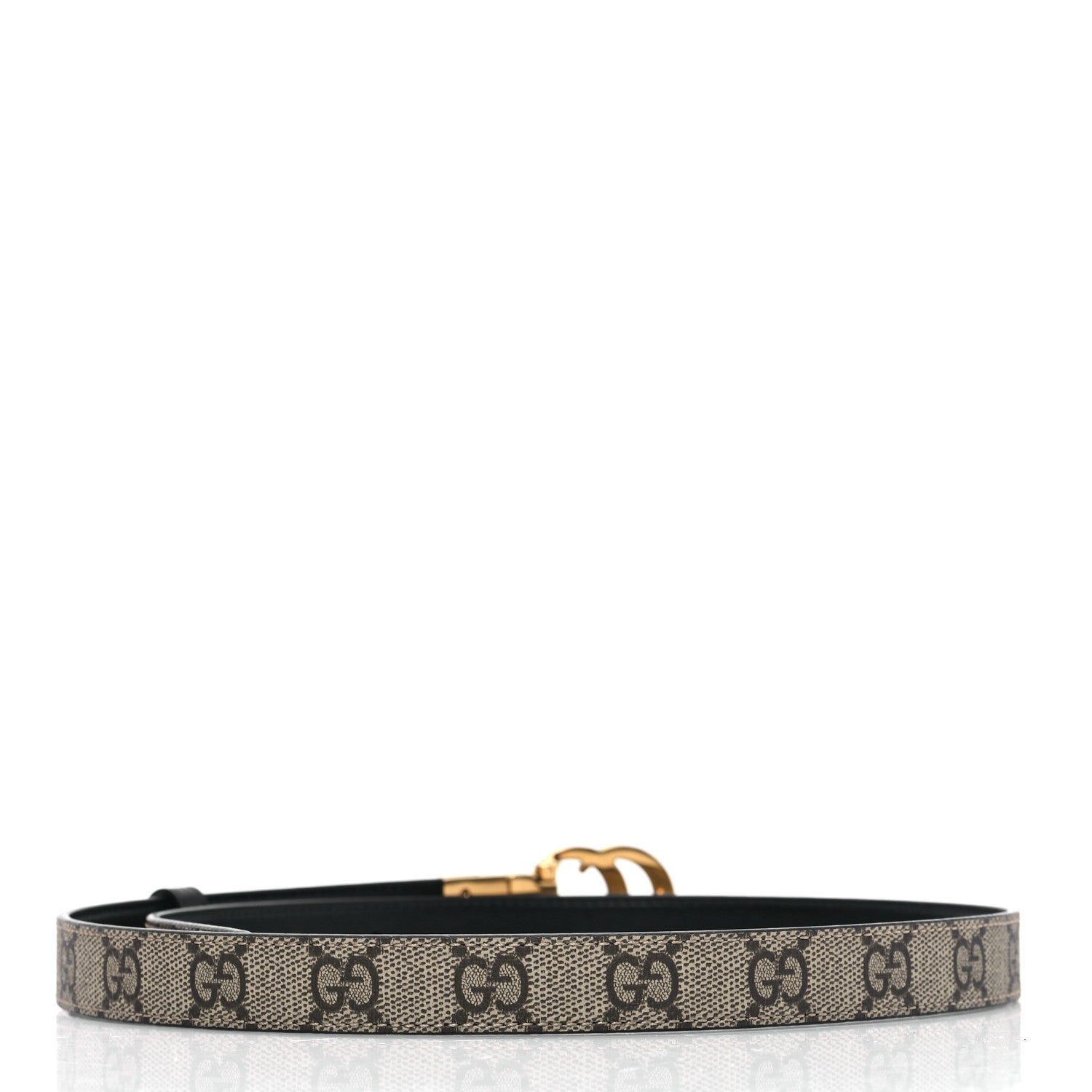 Gucci Calfskin GG Supreme Monogram Double G Reversible 20mm Belt 80 32 Beige Ebony Black 2 of 5