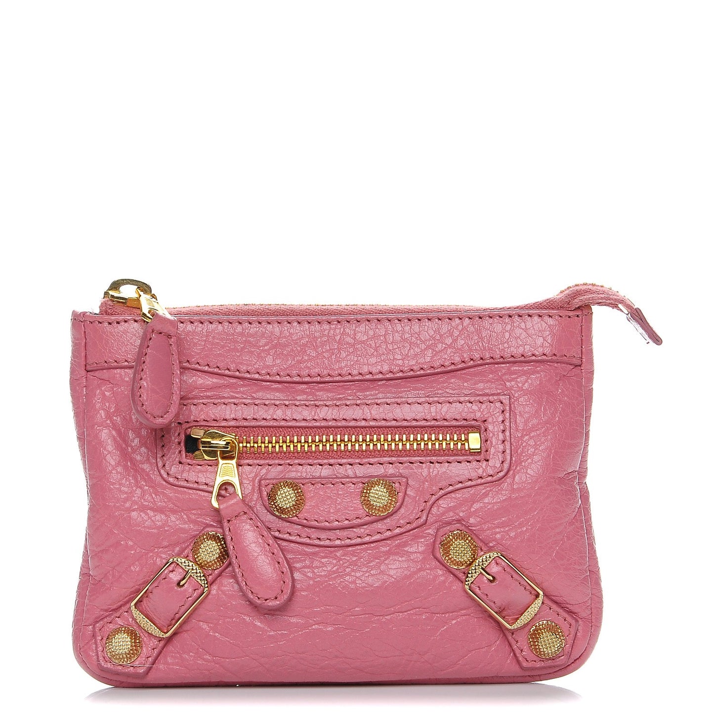 Agneau Giant 12 Gold Hardware Cosmetic Pouch Rose Hortensia