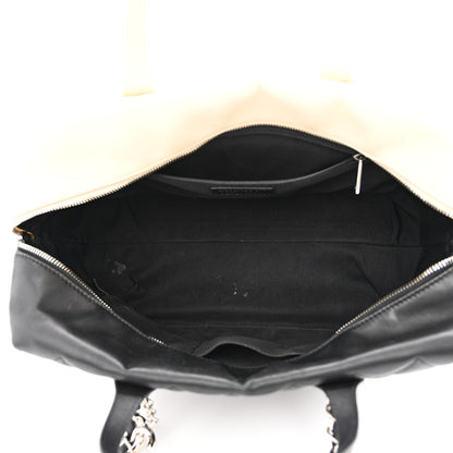 Chanel Calfskin Quilted Large Feather Weight Bowling Bag Black Ivory 8 of 26