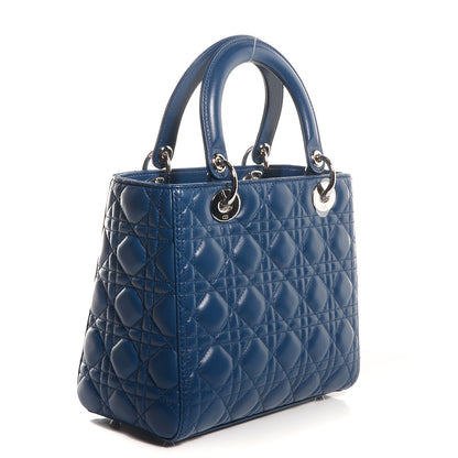 Christian Dior Lambskin Cannage Medium Lady Dior Blue 3 of 7