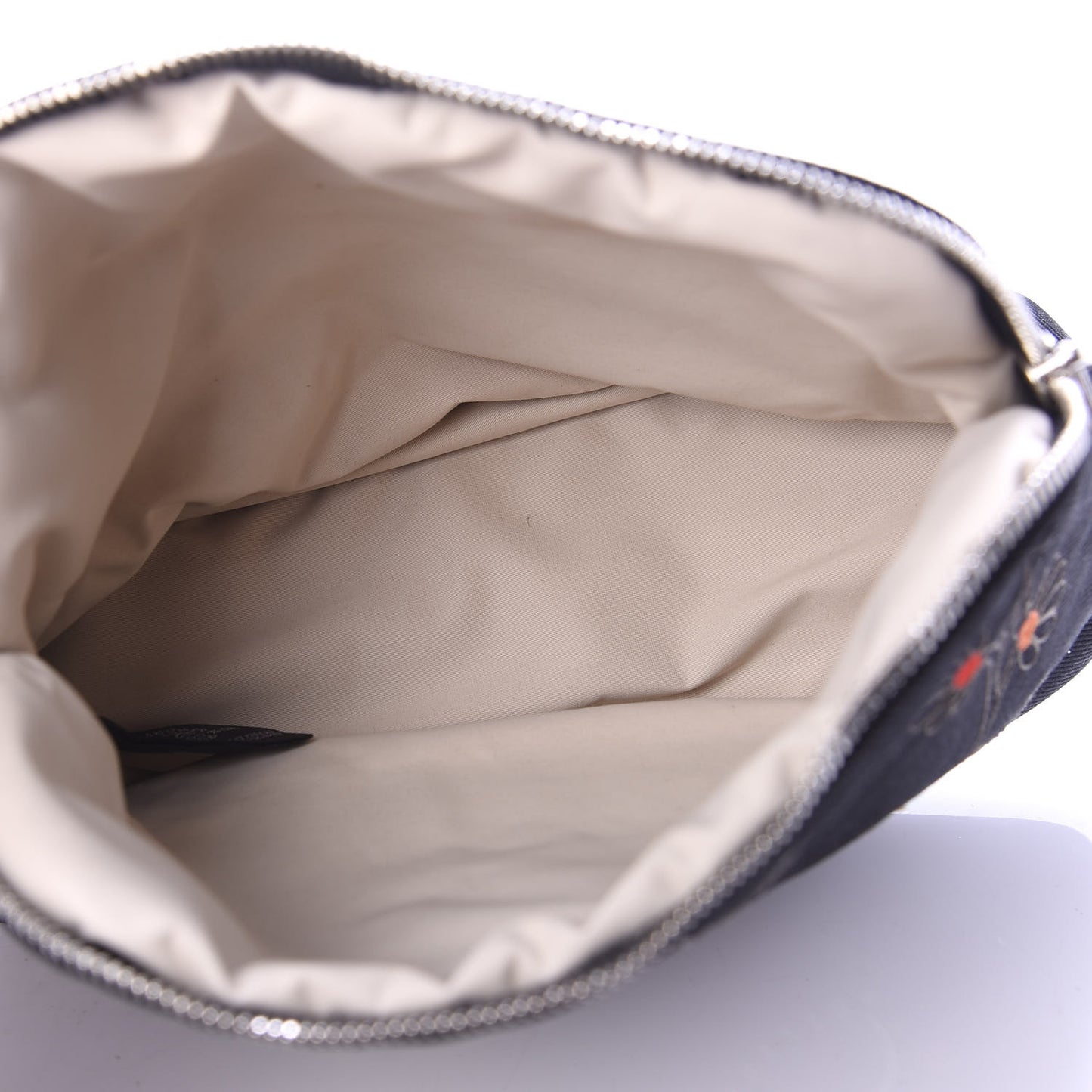 Cotton Canvas Embroidered Bolide Travel Cosmetic Pouch Black