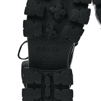 Prada Spazzolato Rois Nylon Metal Triangle Logo Monolith Pouch Pocket 55mm Boots 37 Black 7 of 10