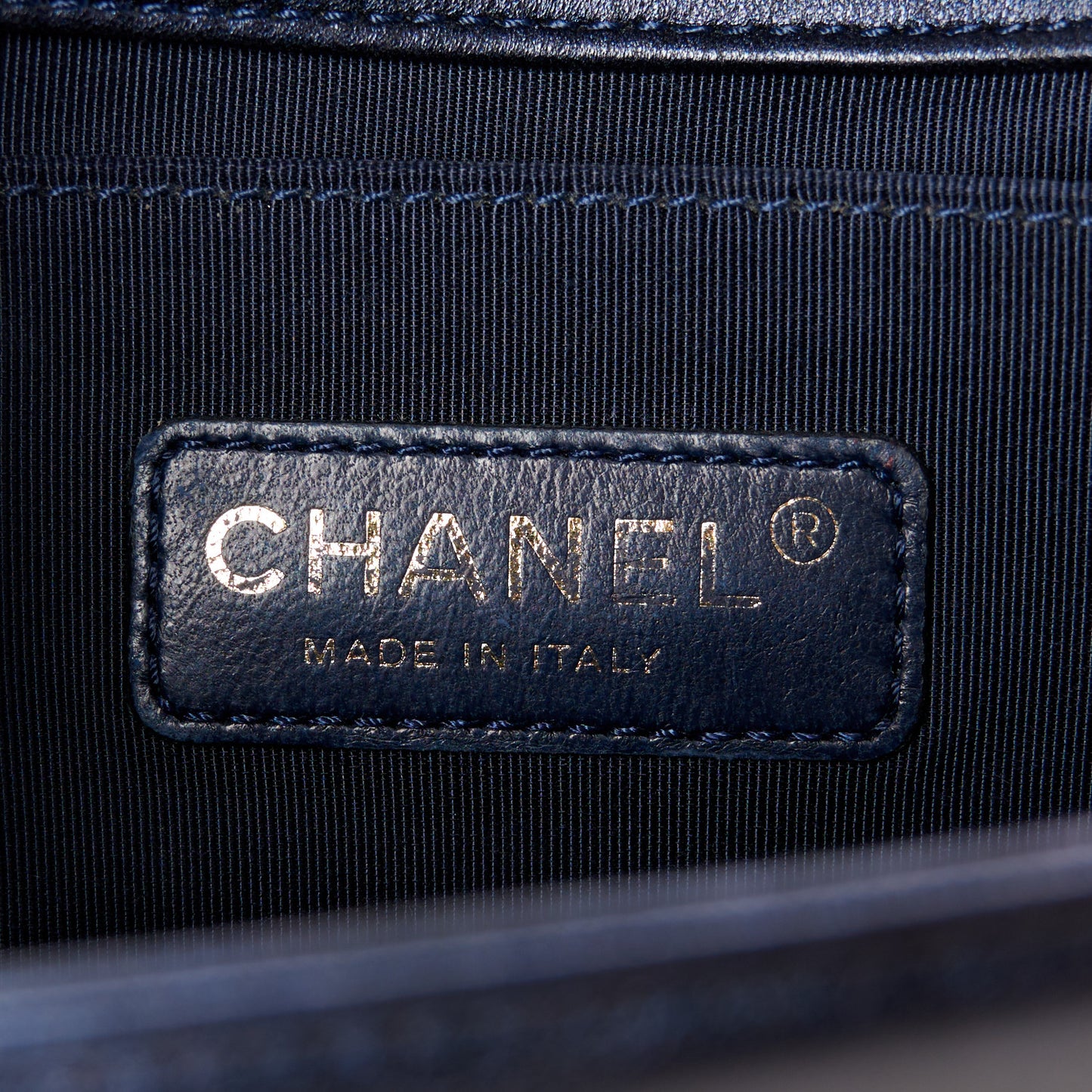 Lambskin Embossed Medium Boy Cube Flap Navy