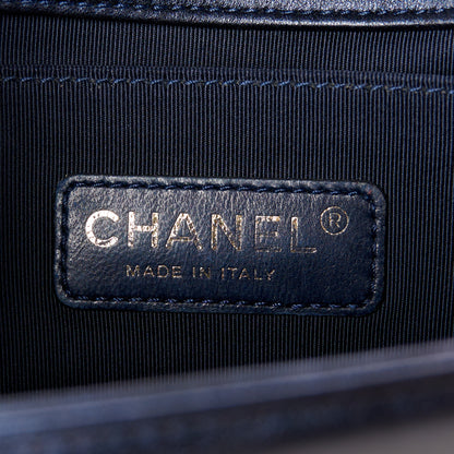 Chanel Lambskin Embossed Medium Boy Cube Flap Navy 6 of 10