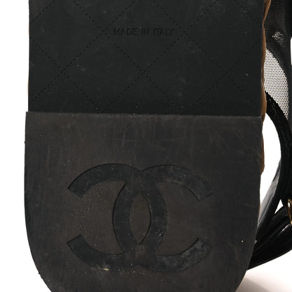 Chanel Mesh Patent Calfskin Velcro Dad Sandals 40 Black 8 of 14