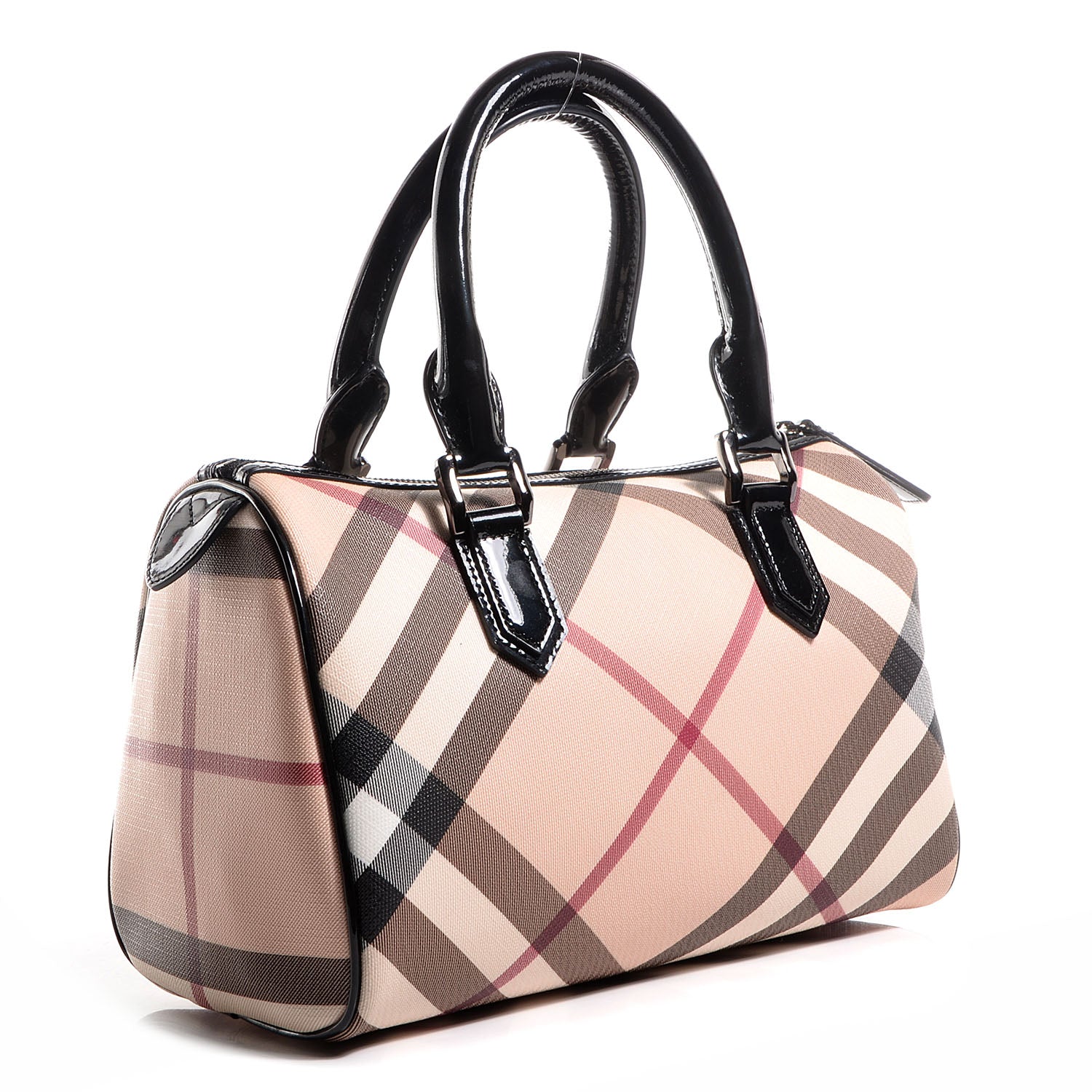 Burberry Supernova Check Patent Small Chester Bowling Bag Black 3 of 8