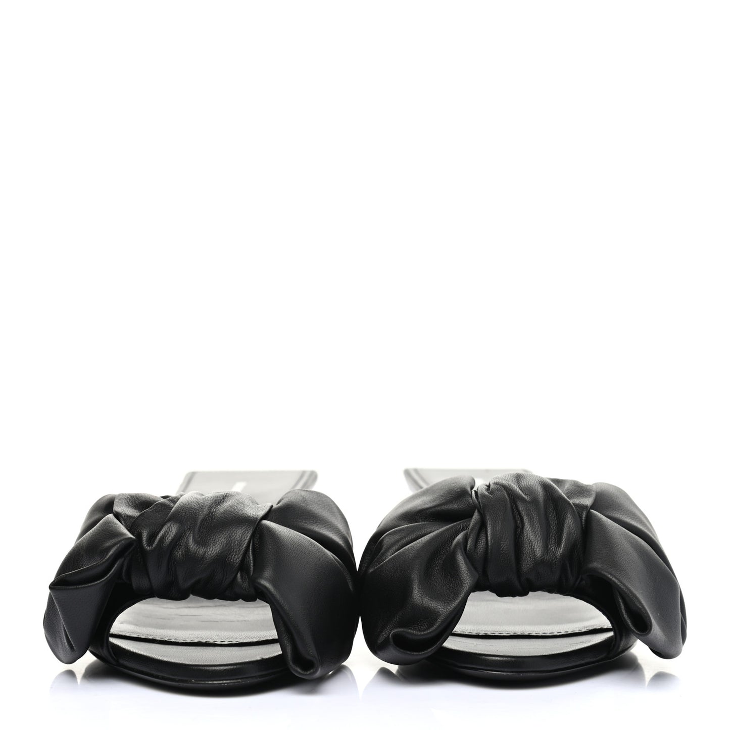 Soft Nappa Square Knife Bow Mule Sandals 37.5 Black
