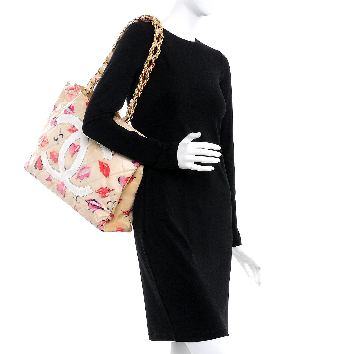 Chanel Coated Canvas Quilted Lips and Kisses Graffiti XL Tote Beige 2 of 18