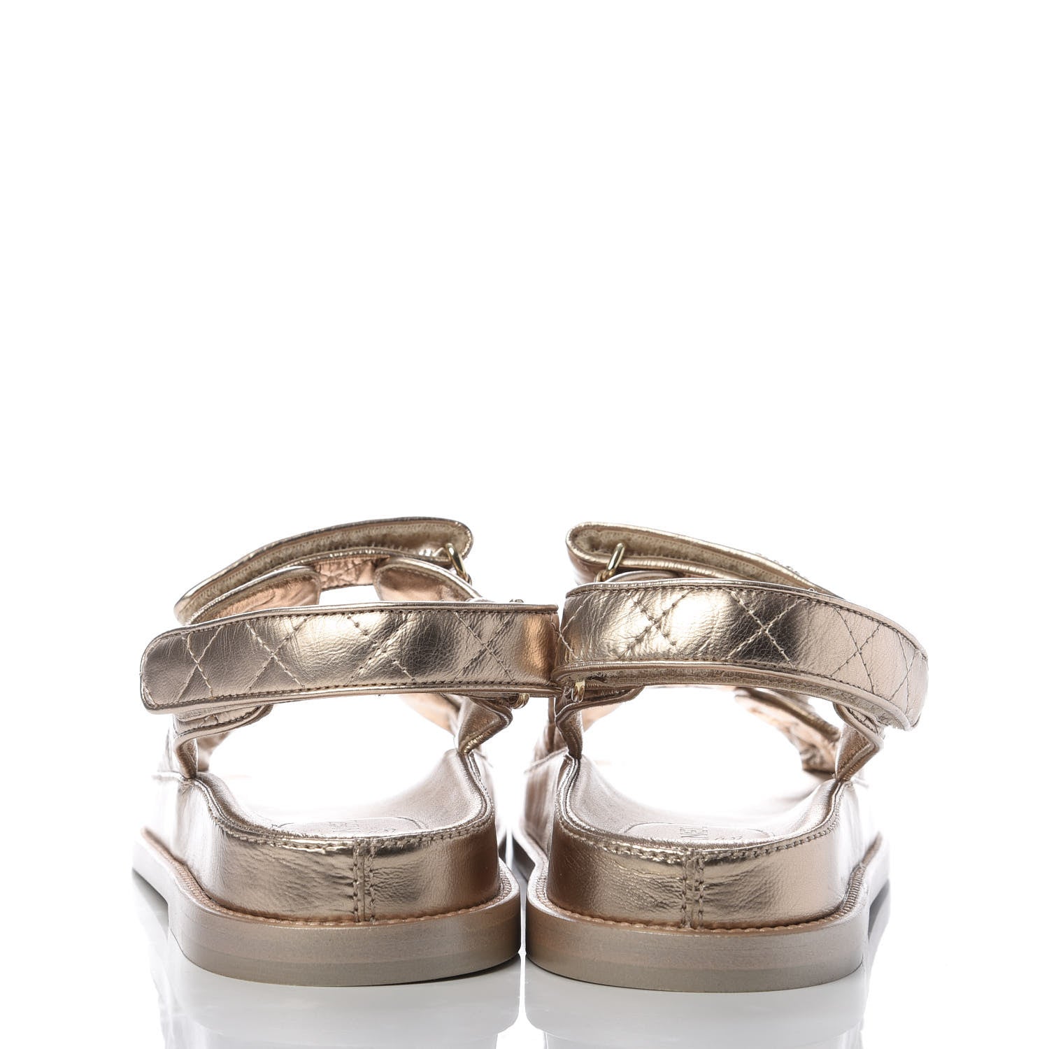 Chanel Iridescent Lambskin Velcro Dad Sandals 38 Light Bronze 6 of 10