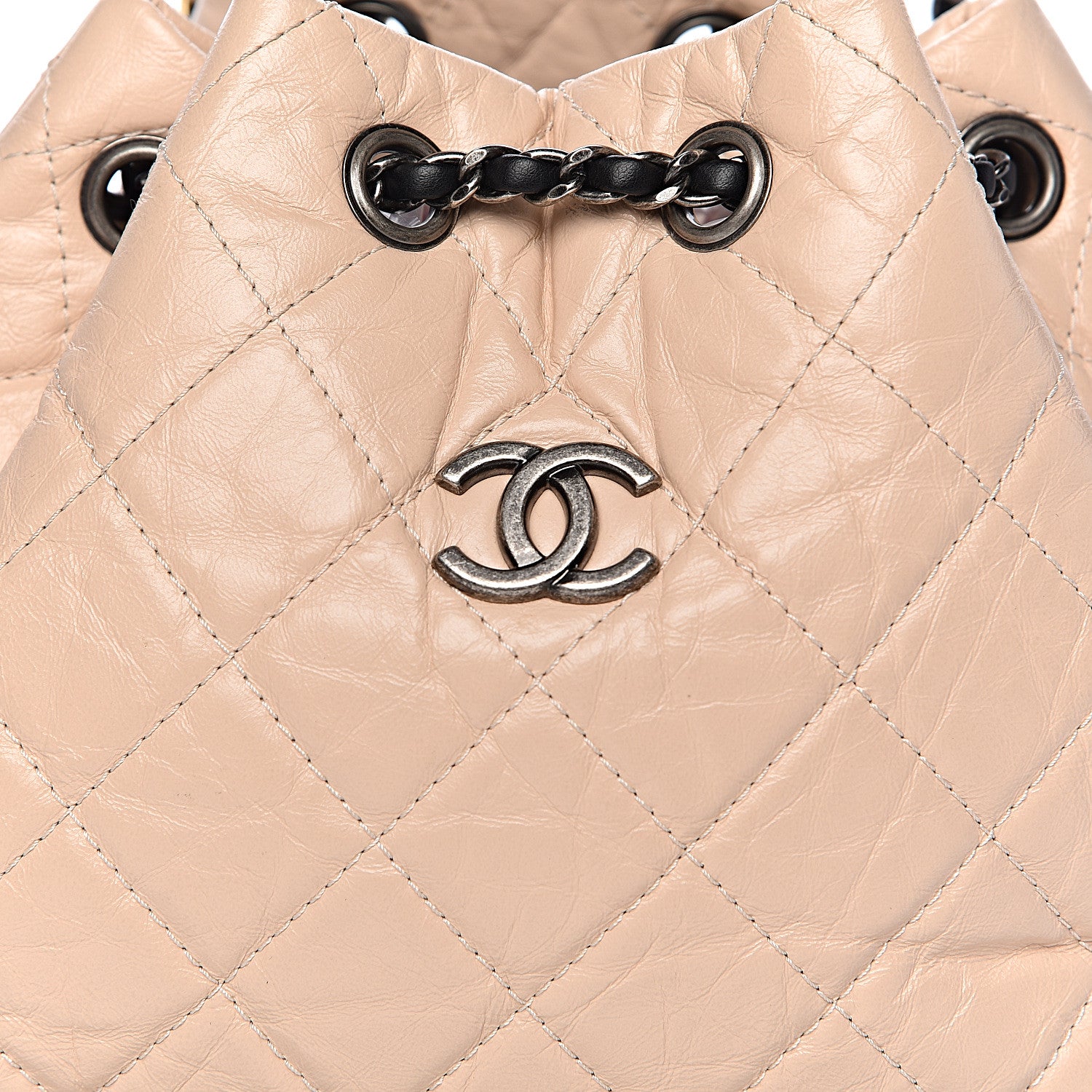 Chanel Aged Calfskin Quilted Small Gabrielle Backpack Beige Black 8 of 10