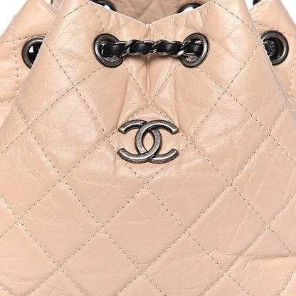 Chanel Aged Calfskin Quilted Small Gabrielle Backpack Beige Black 8 of 10