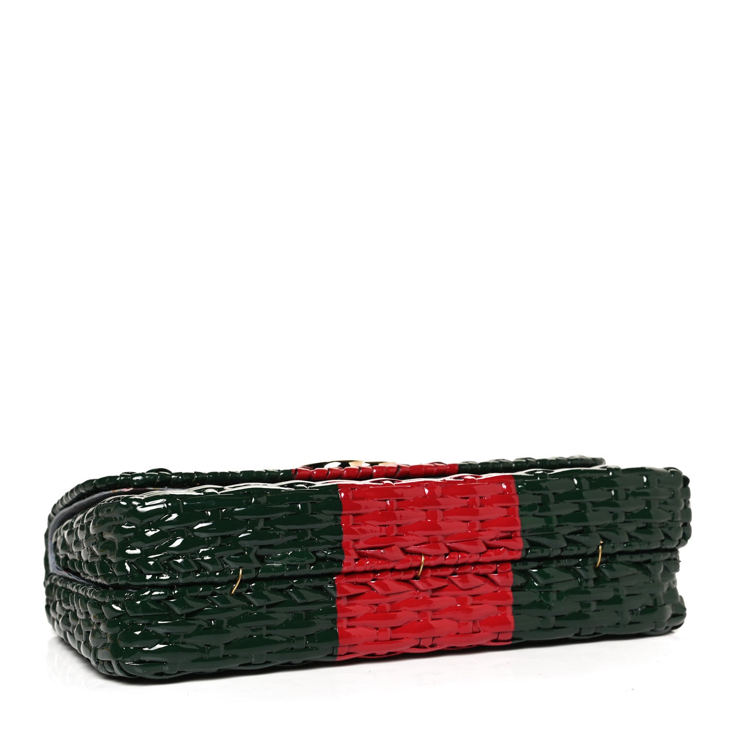 Gucci Glazed Wicker Stripe Small Cestino Shoulder Bag Green 4 of 11