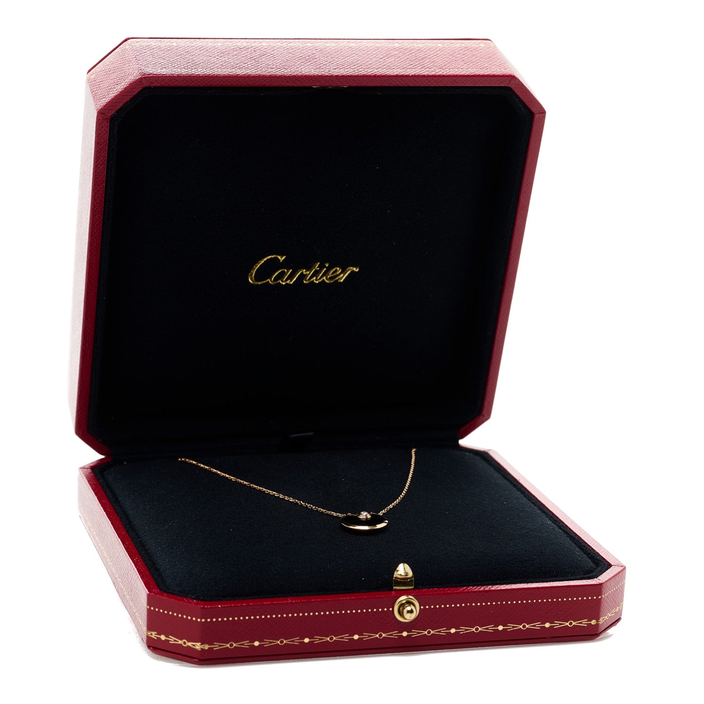 18K Pink Gold Diamond Black Onyx XS Amulette de Cartier Pendant Necklace